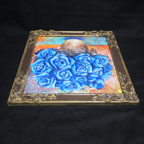油絵 油彩 油彩画 絵 絵画【青い薔薇】 絵画 HR 通販 19466629