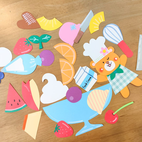 画用紙 果物 ラミネート可 給食 色紙 壁面 アルバム 飾り ～クマさんと