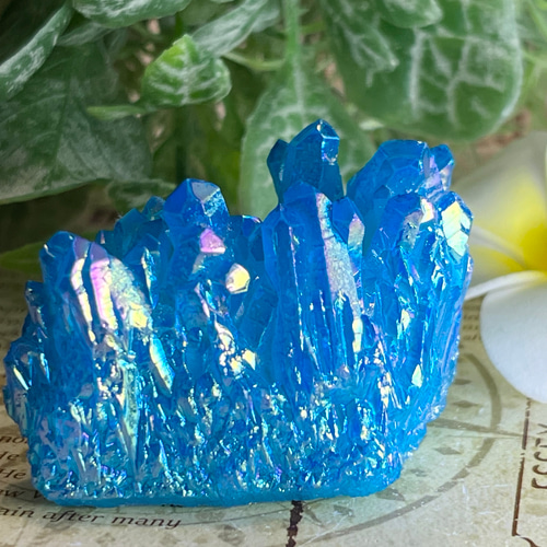 とても綺麗なアクアオーラ水晶！ 潜在意識の解放✨ アクア オーラ水晶 クリスタル クラスター 原石