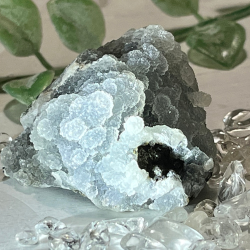 インド産 カルセドニー 葡萄状結晶 原石 ラフストーン その他置物 東洋