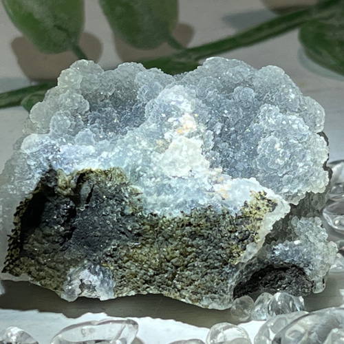 インド産 カルセドニー 葡萄状結晶 原石 ラフストーン その他置物 東洋