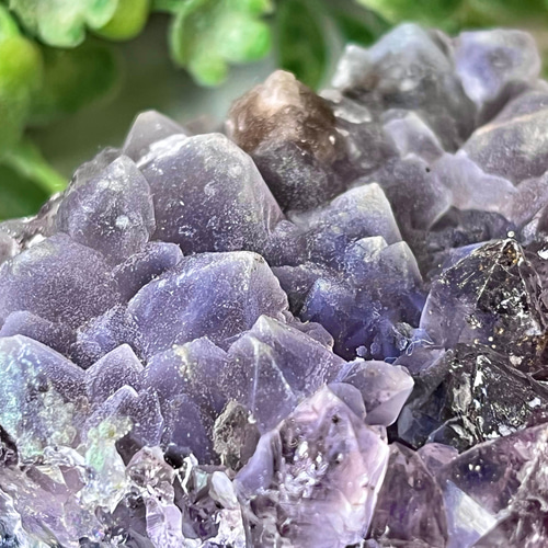 カルサイト共生 虹入り アメジスト 紫水晶 クラスター 原石 天然石