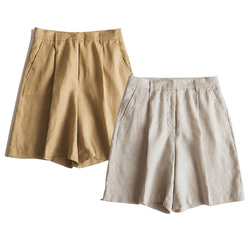 リネンハーフパンツ　リネンショートパンツ　4色　S-XLサイズ　L657 1枚目の画像