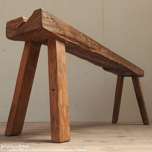 一点物 オールドチーク スツール 125cm 木製 ベンチ 木 おしゃれ 総