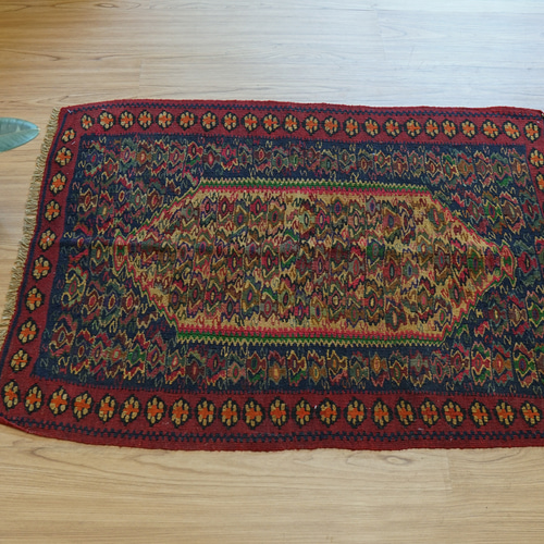 92×64cm セネ（サナンダジ）ペルシャ 手織りキリム カーペット・絨毯