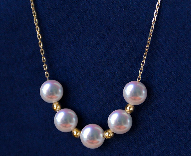 【La Corser】Smile to Warmth 6.5-8.9mm 日本製アコヤ真珠ペンダントトップ 18Kゴールド 鎖骨