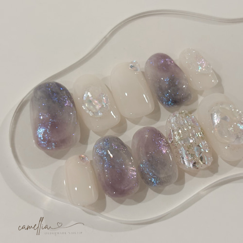 【No.17】ネイルチップ ニュアンス うるうる キラキラ うるきらニュアンスネイル/ネイルチップ/マグネットネイル/うるうる
