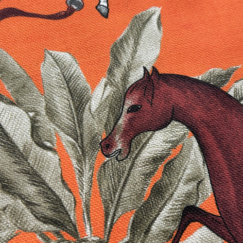 スペイン製 ファブリック ARABIAN コットン 馬柄 ホース柄 オレンジ