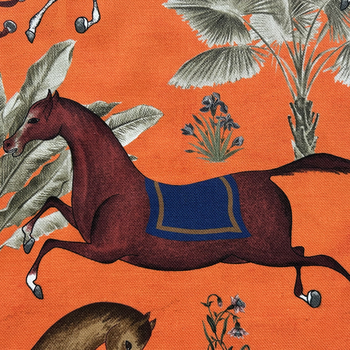 スペイン製 ファブリック ARABIAN コットン 馬柄 ホース柄 オレンジ