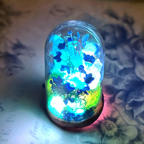 水晶谷の妖精（その14）LED7色ライト 置き物 小瓶の妖精 妖精
