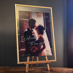 NEW《ゴールドフレーム入り》アクリル製 写真で作るウェルカムボード