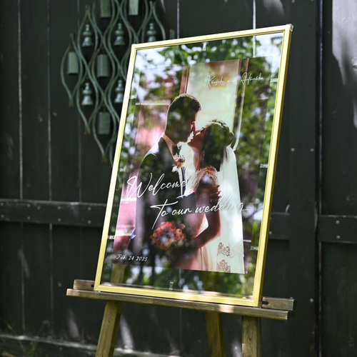 NEW《ゴールドフレーム入り》アクリル製 写真で作るウェルカムボード