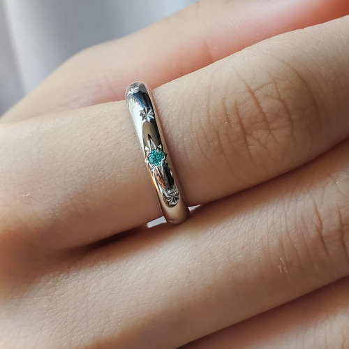 希少パライバトルマリン星留めリングSV925、RS-2614 指輪・リング Ring