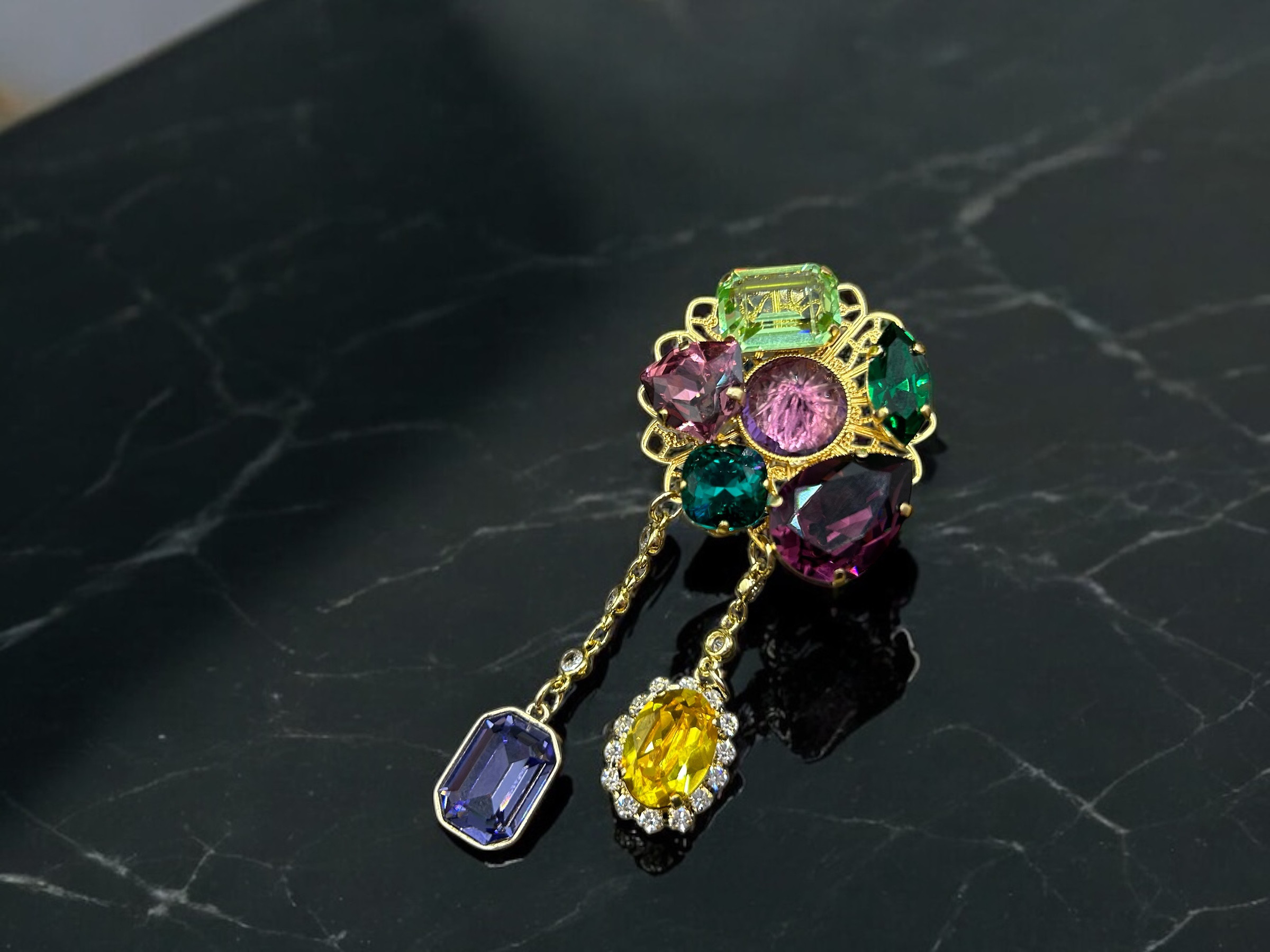 アメジストパープルグリーンDXブローチ（ゴールド）OCEAN STONE