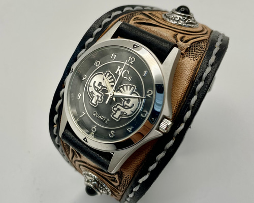 ハンドメイド レザーバンド腕時計【KC'sクオーツムーブメント使用