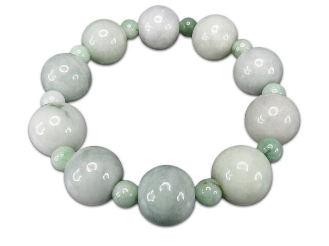 超大玉ひすい約17.5mm路路通形8mm弱玉ブレスレット天然石本翡翠御守り