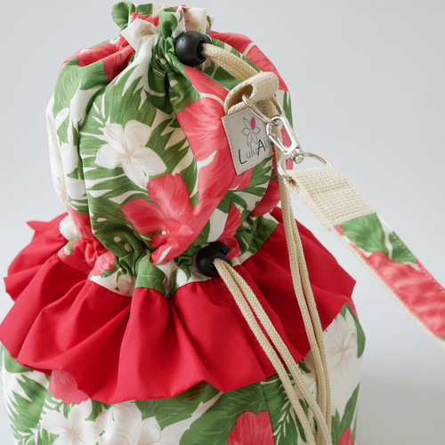 イプケースフリル レッド×ホワイト フラダンス 楽器ケース ショルダー