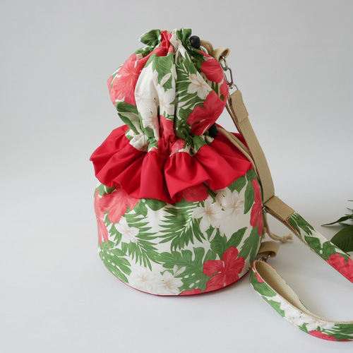 イプケースフリル レッド×ホワイト フラダンス 楽器ケース ショルダー