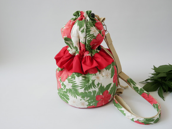 イプケースフリル レッド×ホワイト フラダンス 楽器ケース ショルダー