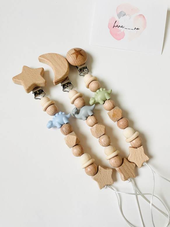 【ギフトセットver. 55】3点セット　おしゃぶりホルダー　シリコンスタイ　3way cup 名前入り　出産祝い　恐竜 3枚目の画像