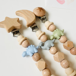 【ギフトセットver. 55】3点セット　おしゃぶりホルダー　シリコンスタイ　3way cup 名前入り　出産祝い　恐竜 4枚目の画像