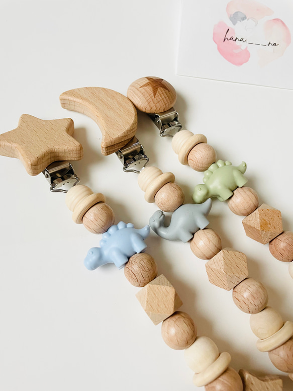 【ギフトセットver. 55】3点セット　おしゃぶりホルダー　シリコンスタイ　3way cup 名前入り　出産祝い　恐竜 4枚目の画像