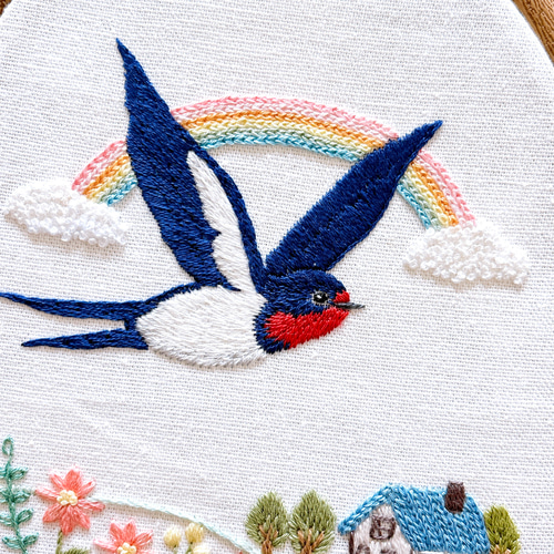 仕立て上がり　作家　金魚にツバメの刺繍の単の付け下げ　m3547 000000047536-01.jpg?size=l&w=