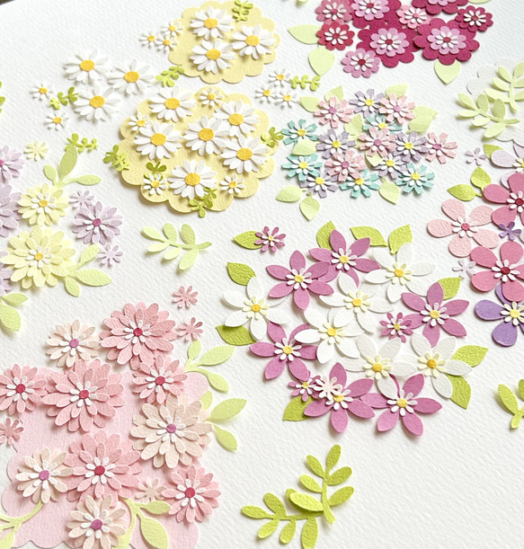 クラフトパンチのお花と葉っぱいろいろ〜ペーパーフラワー  アルバムクラフト　寄せ書き　 2枚目の画像