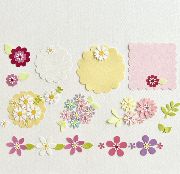 クラフトパンチのお花と葉っぱいろいろ〜ペーパーフラワー  アルバムクラフト　寄せ書き　 3枚目の画像