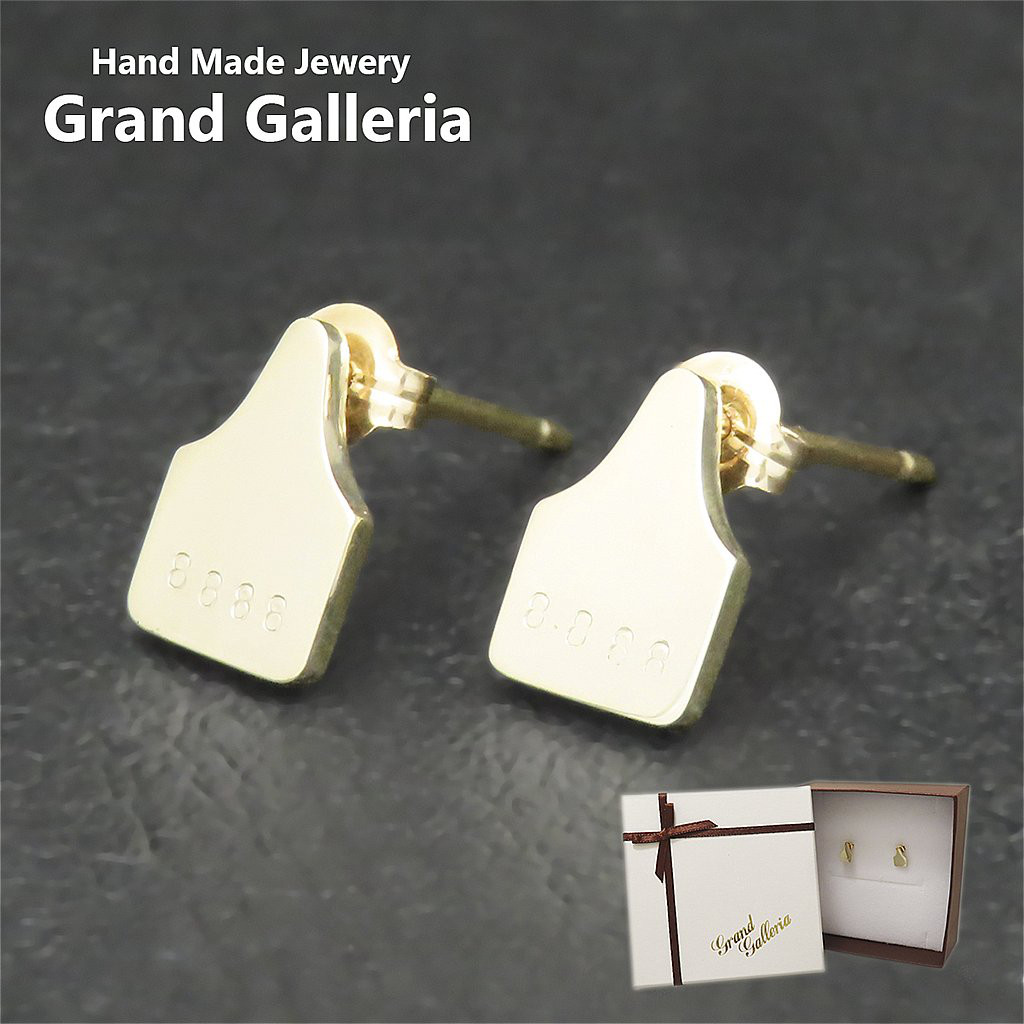 牛の耳標ピアス 両耳用 K18 ゴールド【刻印無料】 牛 カウ 耳標 酪農 酪農女子 牧場 ピアス シルバーアクセサリー