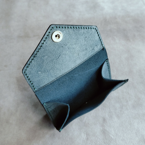 オーダー品　アラスカレザー　ターコイズ　カートリッジバッグ　ショルダーバッグ イタリアンレザー アラスカ ターコイズ 三つ折 コンパクト財布
