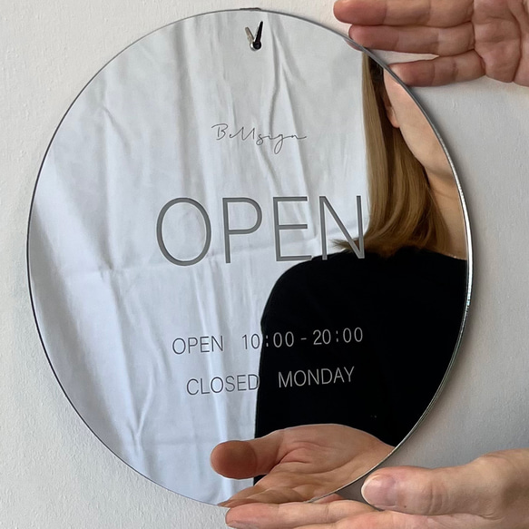 OPEN・CLOSE看板 サインボード 店舗看板 ネームプレート ミラー