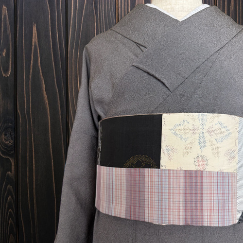 *絹お着物リメイク　パッチワーク*20　大人の兵児帯　半幅帯　長尺　ハンドメイド 絹お着物リメイク パッチワーク*20 大人の兵児帯 半幅帯 長尺