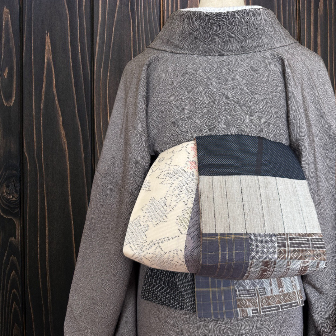 *絹お着物リメイク　パッチワーク*18　大人の兵児帯　半幅帯　長尺　ハンドメイド 絹お着物リメイク パッチワーク*20 大人の兵児帯 半幅帯 長尺