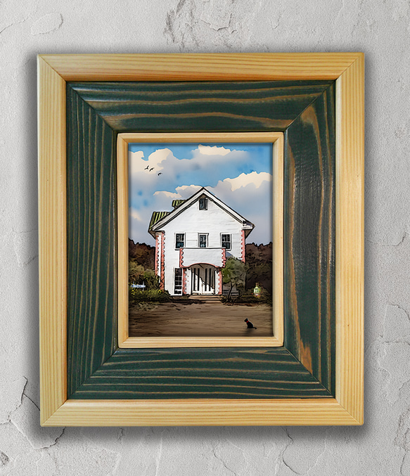 モーツァルトという喫茶店 絵額 シャドーボックス 創作額縁 水彩画