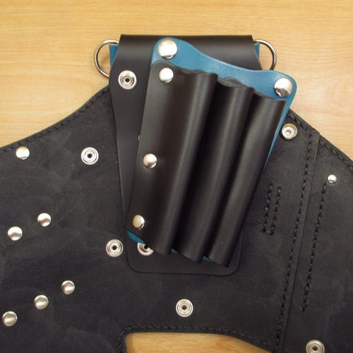 特別価格】ブラック＆ブルー 6丁差し 本革シザーケース SCA-150