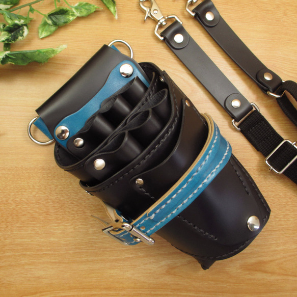 キャメル＆焦げ茶 6丁差し 本革シザーケース SCA-150/CCA 本革