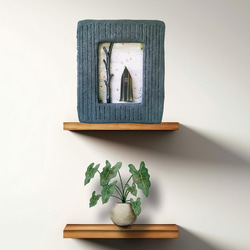 時の流れ 絵額 陶器 シャドーボックス 創作額縁 木材彫刻 イラスト 3D