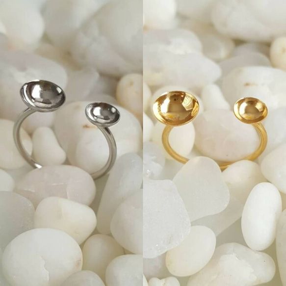 [1pcs] NEW 8mm & 6mm カップ  サージカルステンレス リング 金属アレルギー対応 1枚目の画像