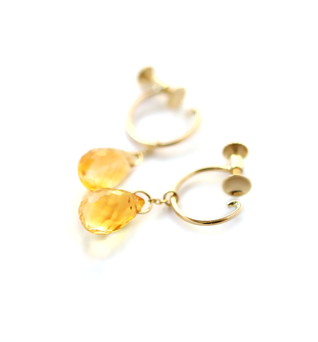 11月誕生石 K10 シトリン(ブリオレットカット) イヤリング~ESPOIR~
