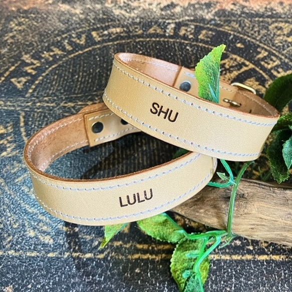 《高級ベンズ革使用》大きいサイズの本革犬・猫用首輪　(25㎜幅)　中型/大型/超大型　【ヌメ】 7枚目の画像