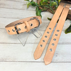 《高級ベンズ革使用》大きいサイズの本革犬・猫用首輪　(25㎜幅)　中型/大型/超大型　【ヌメ】 1枚目の画像