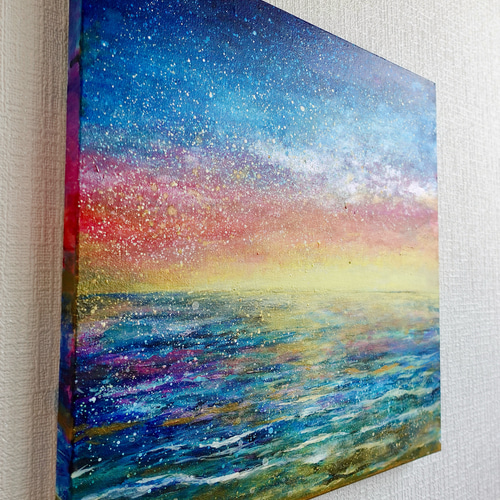 油絵 海 雲 紫 油絵 油彩 油彩画 絵画 絵【海と空と桃源郷岬の紫陽花】 絵画
