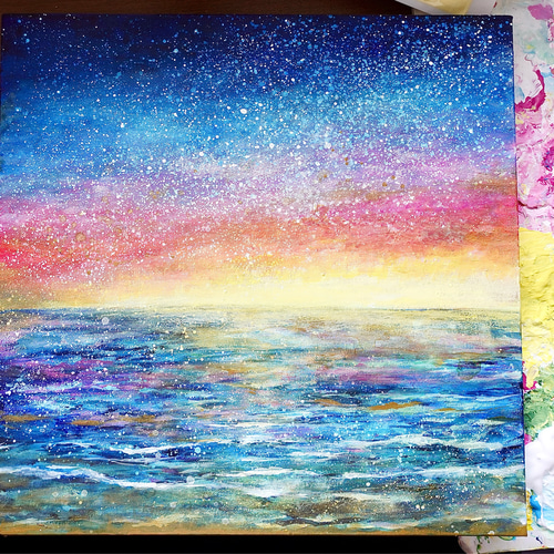 絵画 REVERIE 5 夜明けの空と海の絵 絵画 むらいさき 通販 19469138｜Creema