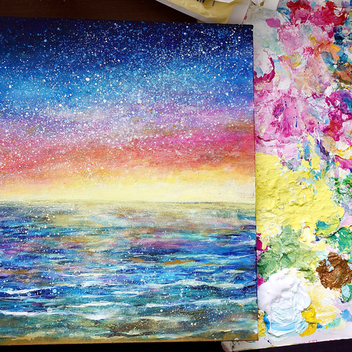 夜明けの空と海の絵 絵画 むらいさき 通販 19469138｜Creema