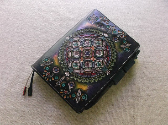 ほぼ日手帳対応　レザー手帳カバー　刻印＆拭き染め