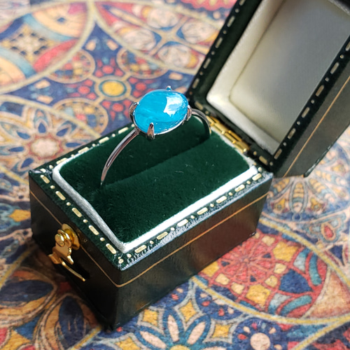 サイズ指定 お得 ネオンブルーアパタイト シルバーリング 17号