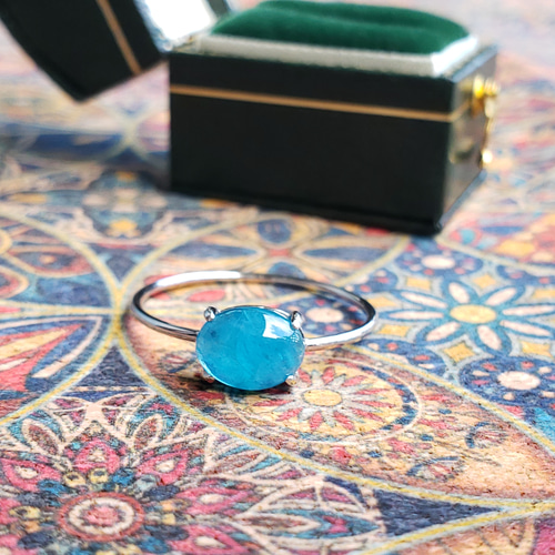 サイズ指定 お得 ネオンブルーアパタイト シルバーリング 17号