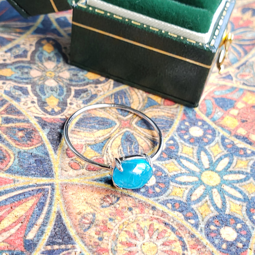 サイズ指定 お得 ネオンブルーアパタイト シルバーリング 17号