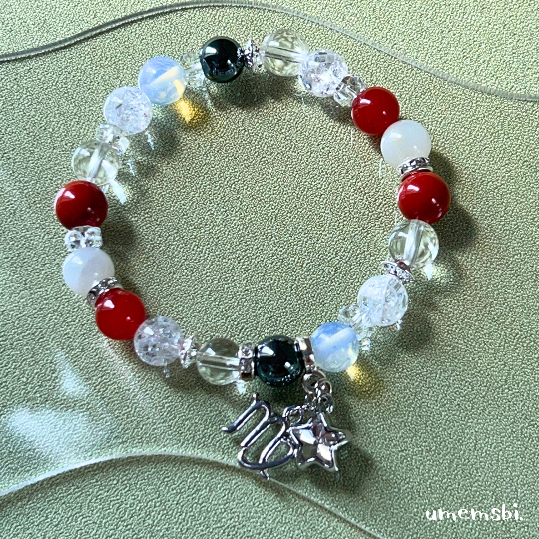 蠍座の守護石ブレスレット 誕生石ブレスレット お守り天然石ブレスレット 星座 さそり座 10月 11月 レッド